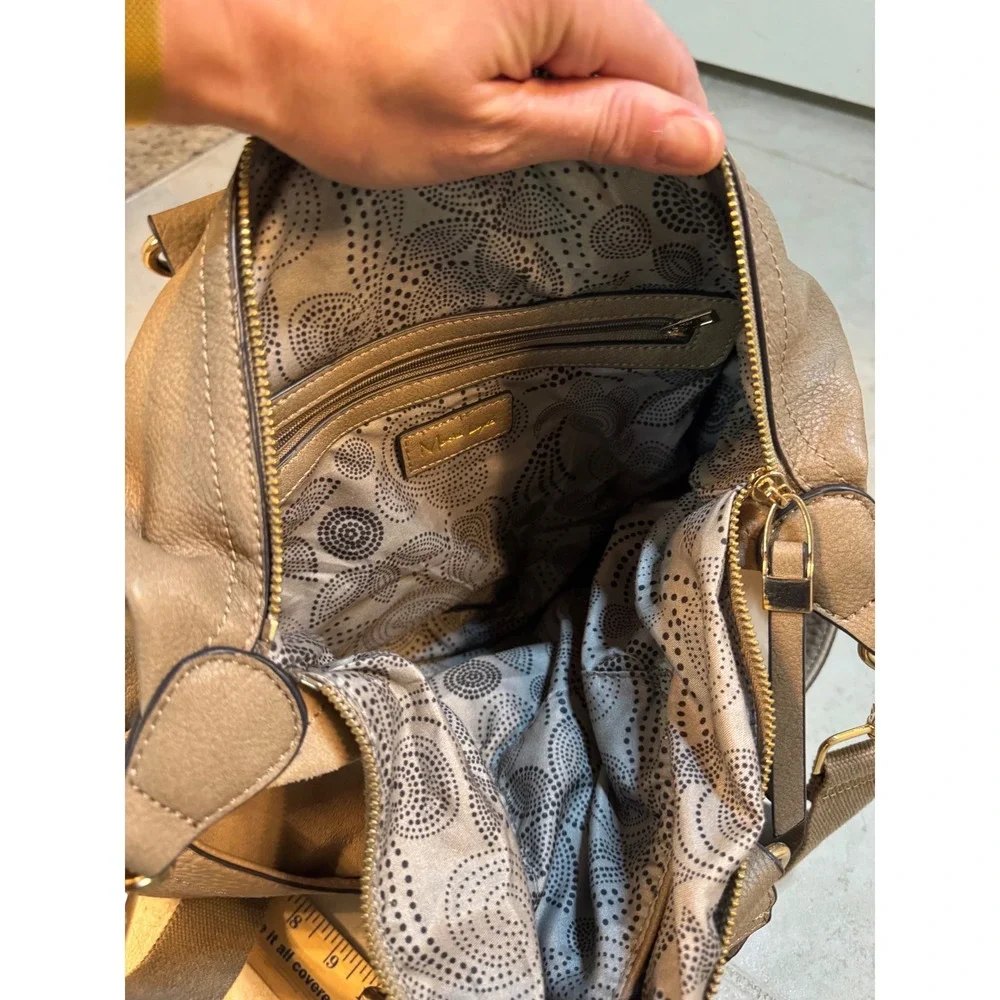 Moda‎ Luxe Taupe Convertible Satchel Crossbody Bag Gold Hardware